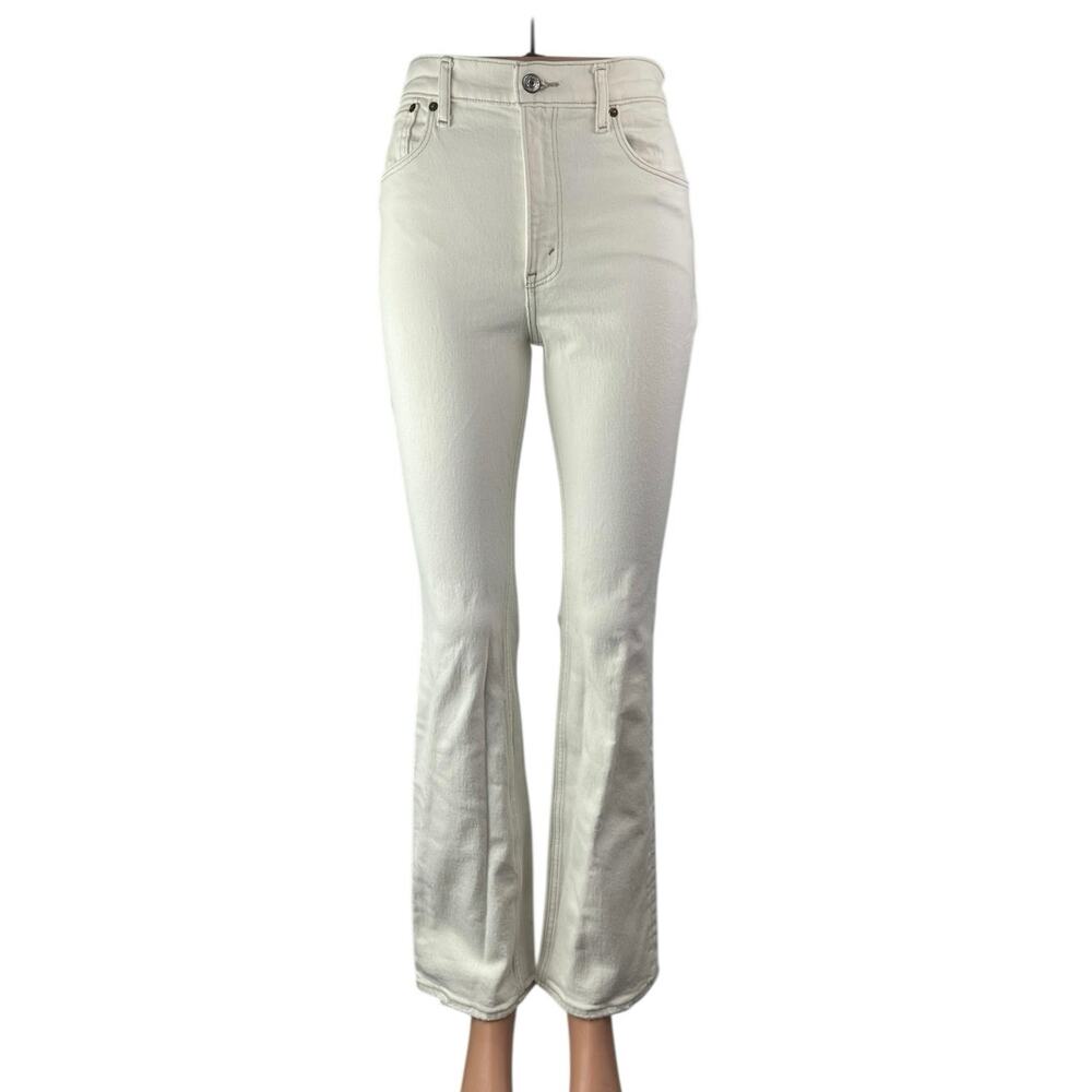 Abercrombie & Fitch The 70s Vintage Flare White High Rise Denim Jeans Size 24